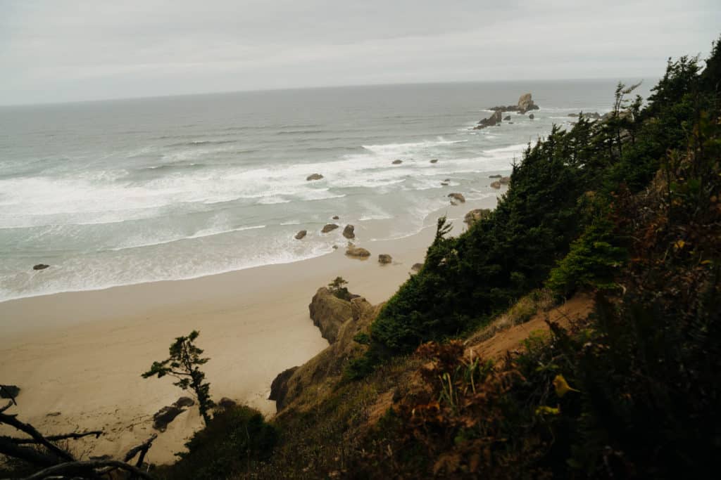 A viewpoint from the Crescent Beach trail in Ecola State Park, Oregon.