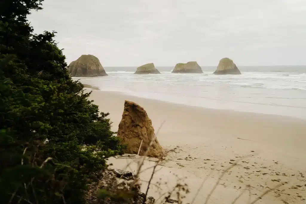 A view of Crescent Beach, which is one of the best secluded beaches in Oregon, from the trail.