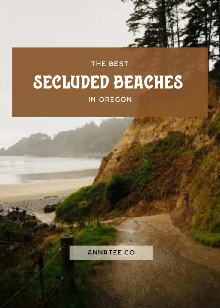 A Pinterest graphic that says "the best secluded beaches in Oregon."
