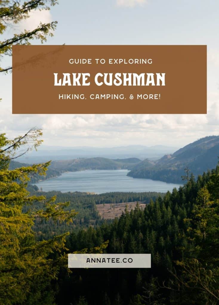 A Pinterest graphic that says "guide to exploring Lake Cushman."