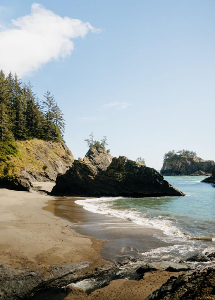 A sea stack at Secret Beach in Brookings, Oregon.