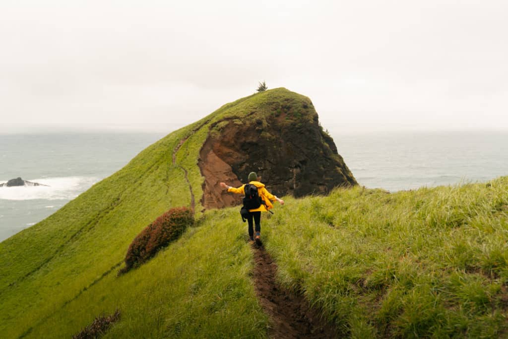 Me on the trail to God's Thumb, which is one of the best secluded beaches in Oregon.
