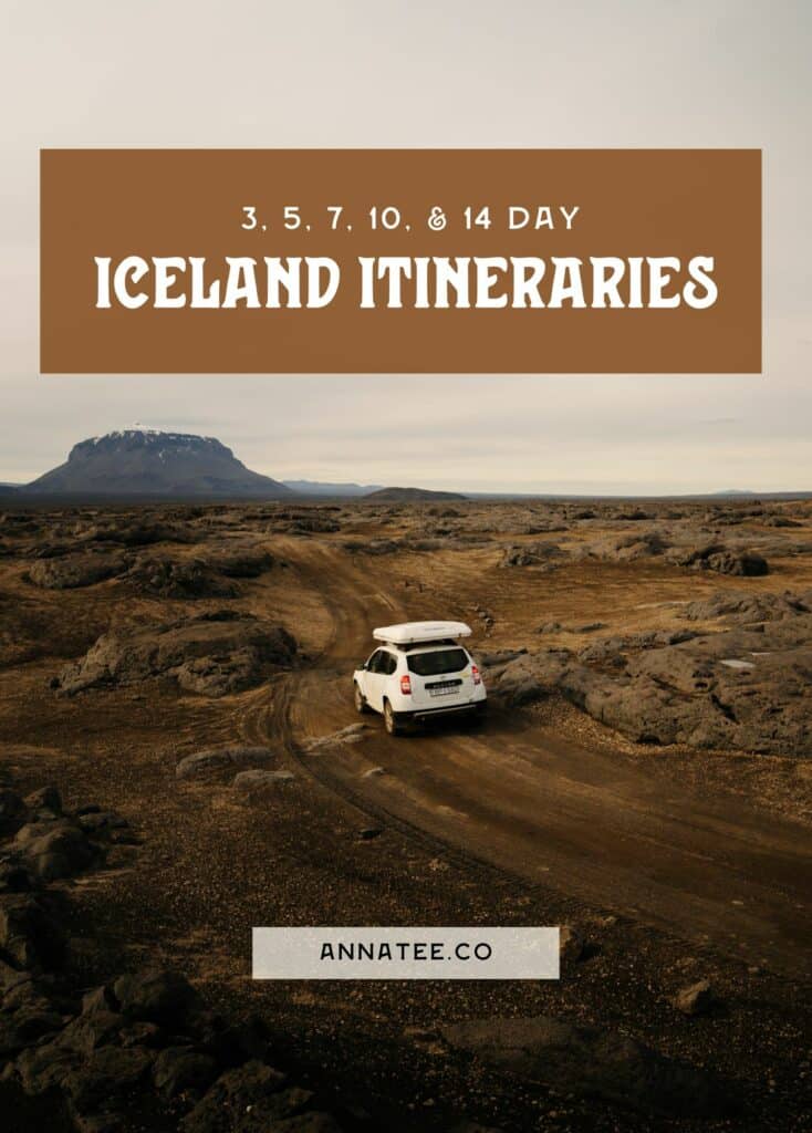 A Pinterest graphic that says "14 day Iceland road trip itinerary."