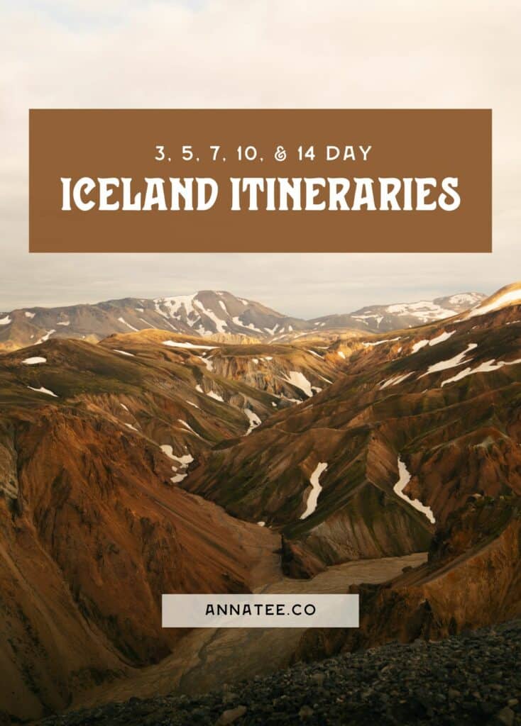 A Pinterest graphic that says "14 day Iceland itinerary."