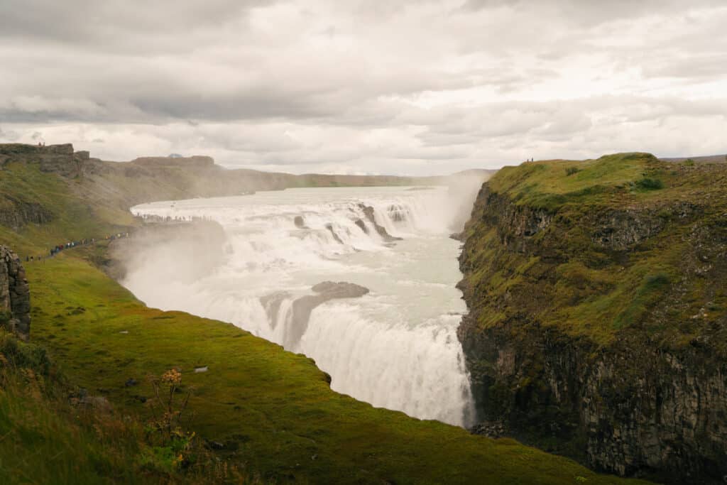 A view of Gullfoss from above, which I recommend putting on your Iceland road trip itinerary.