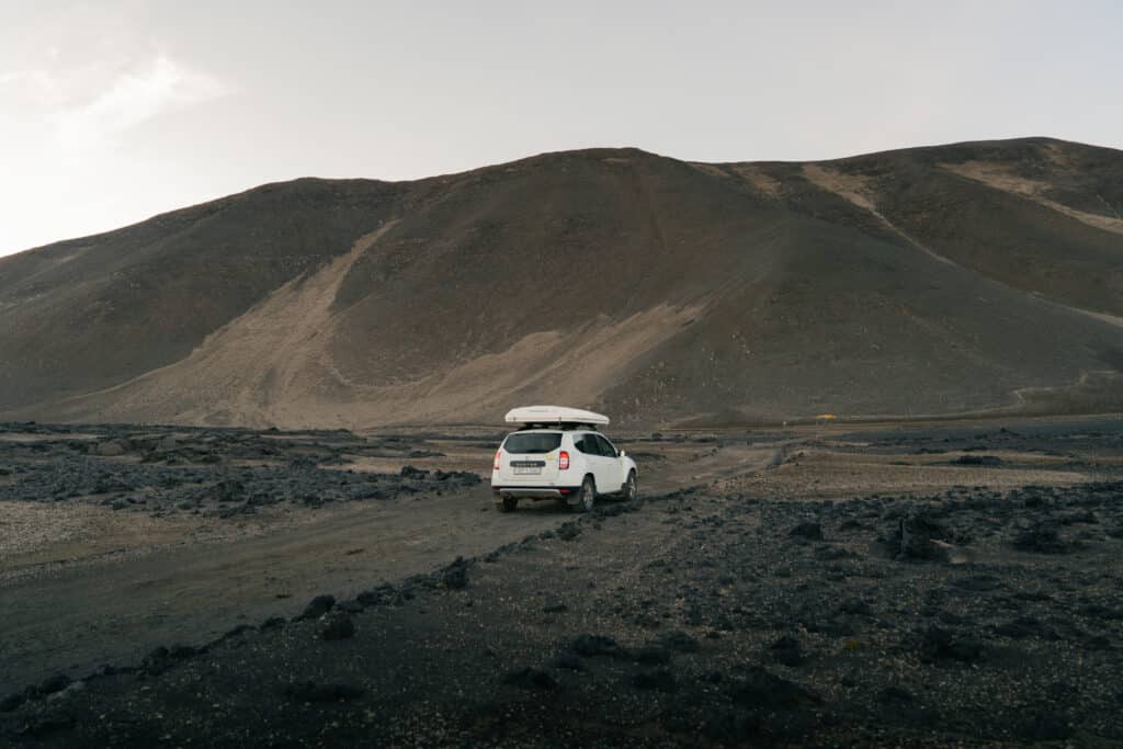 Me driving in Iceland, on a dirt road on my way to Askja.