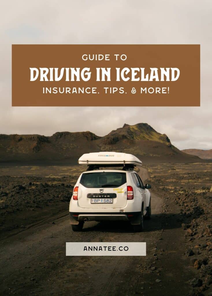 A Pinterest graphic that says "Guide to Driving in Iceland."