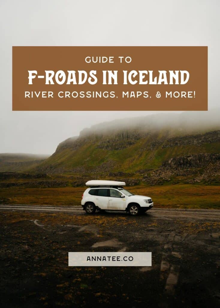 A Pinterest graphic that says "guide to F-Roads in Iceland."