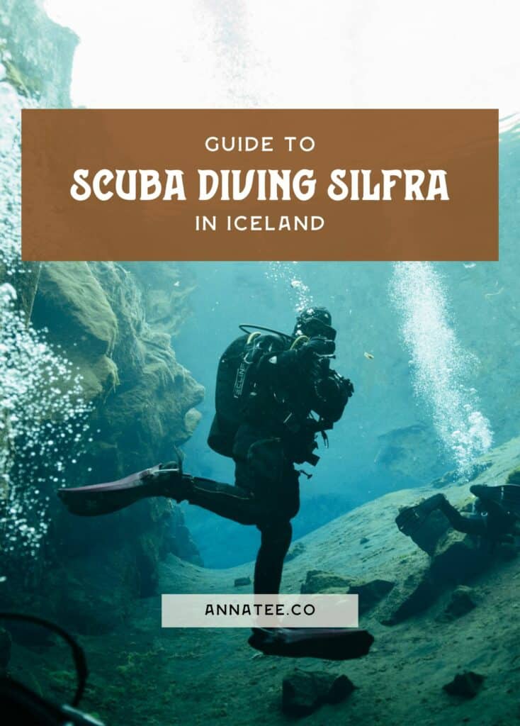 A Pinterest graphic that says "Guide to Scuba Diving Silfra in Iceland."