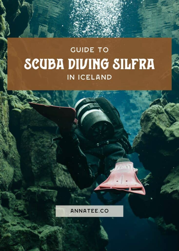 A Pinterest graphic that says "Guide to Scuba Diving Silfra in Iceland."