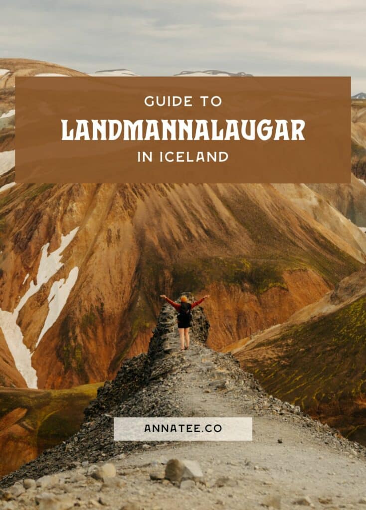 A Pinterest graphic that says "How to get to Landmannalaugar in Iceland."