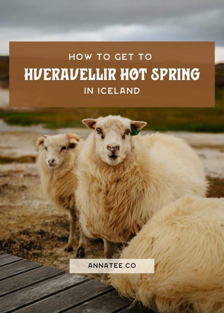 A Pinterest graphic that says "how to get to Hveravellir Hot Spring in Iceland."