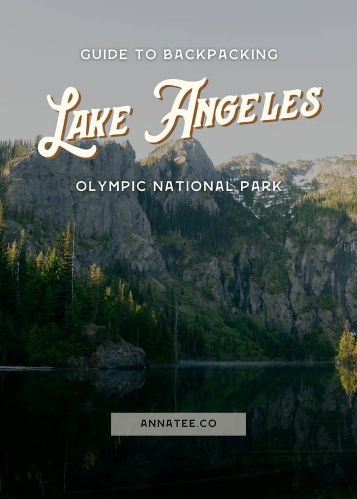A Pinterest graphic that says "Guide to Backpacking the Lake Angeles Trail in Olympic National Park."