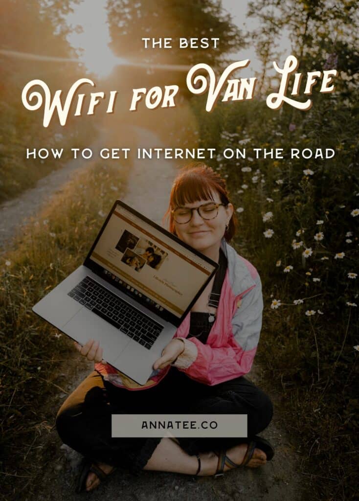 A Pinterest graphic that says "Van Life Wifi Options - How to Get Internet on the Road."
