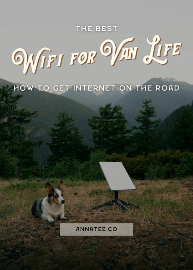 A Pinterest graphic that says "Van Life Wifi Options - How to Get Internet on the Road."