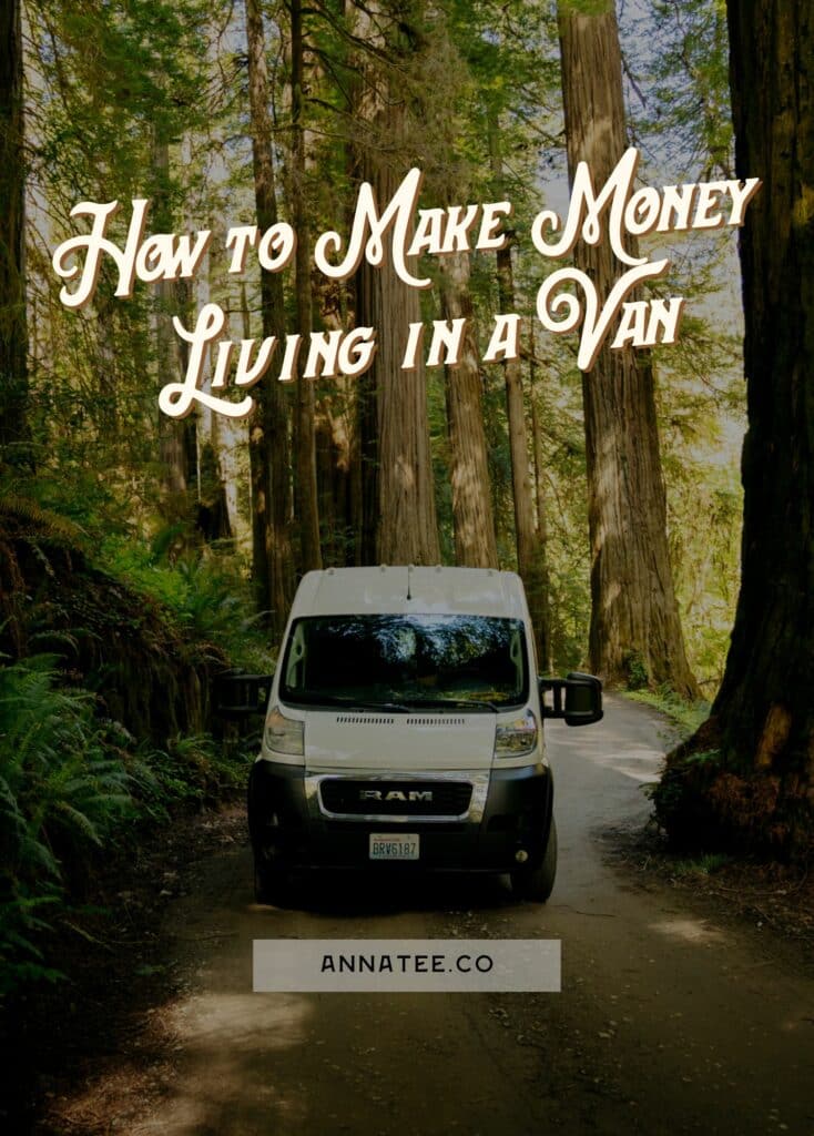 A Pinterest graphic that says "How to Make Money Living in a Van"