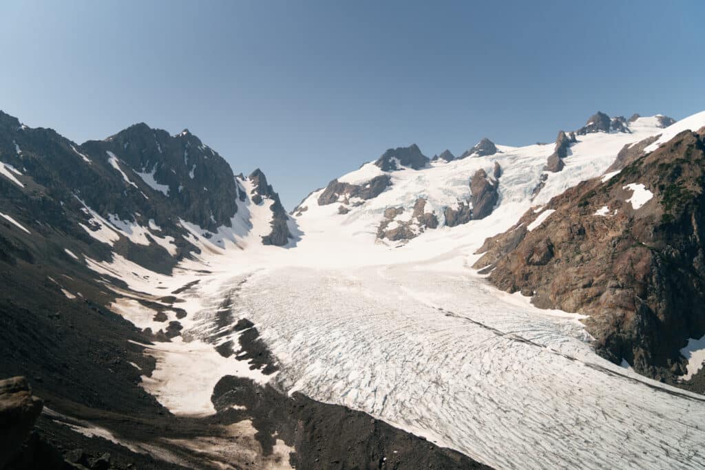 A view of Blue Glacier, one of the best hikes in Olympic National Park.