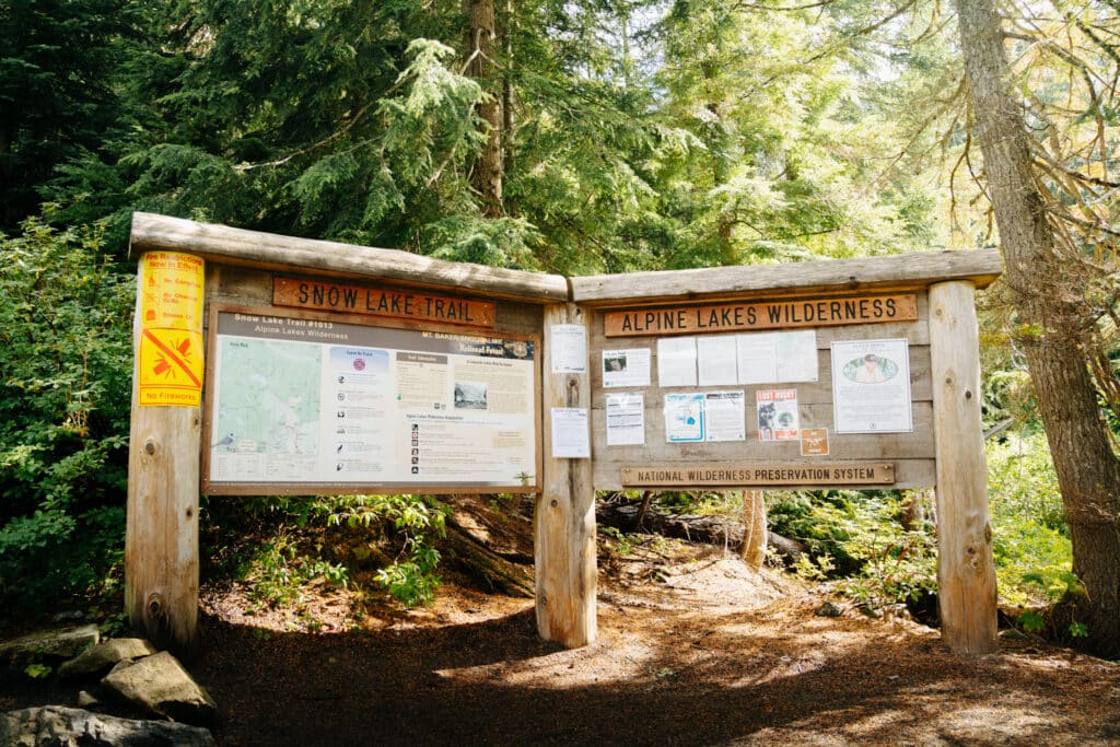 An information sign at the Gem Lake trailhead.