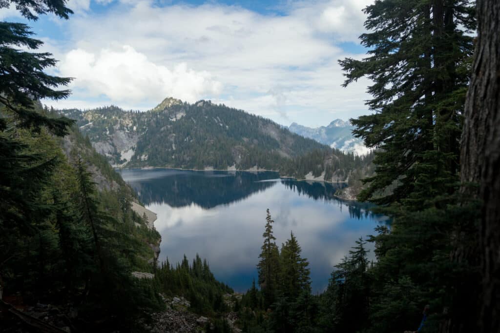 A view of Snow Lake from above.