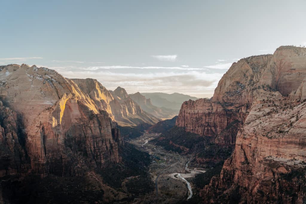 The view from the end of the Angels Landing trail in Zion National Park.