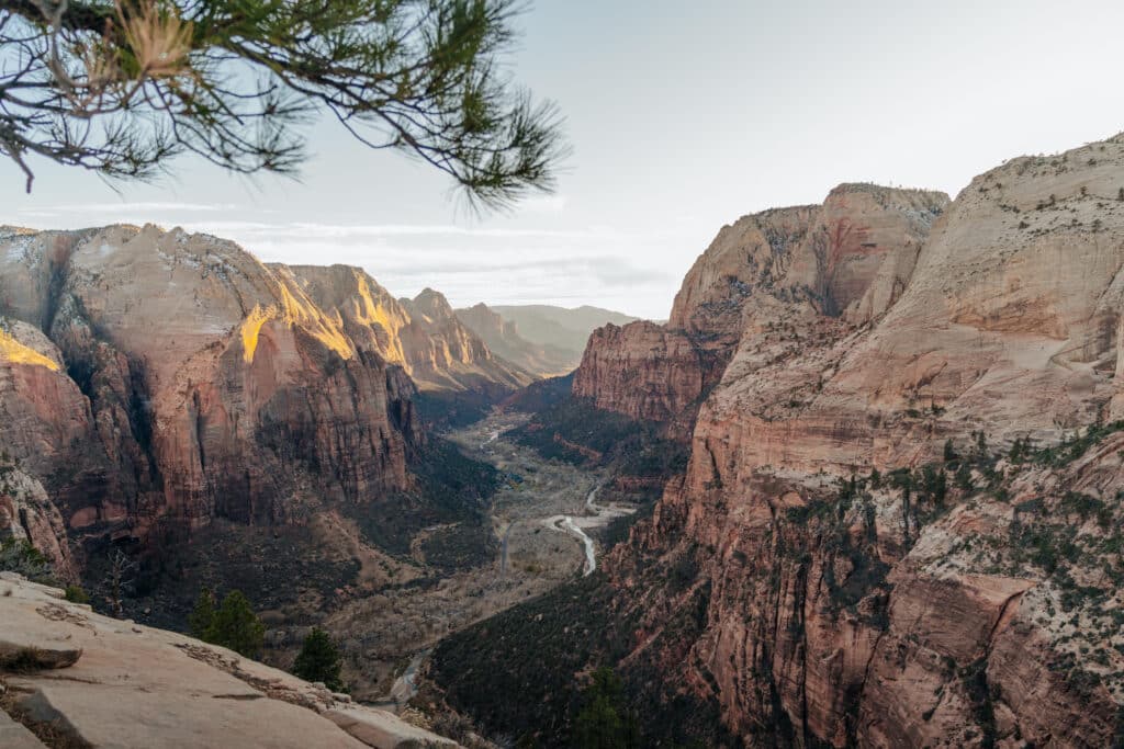 The view from the top of the Angels Landing trail in Zion National Park.