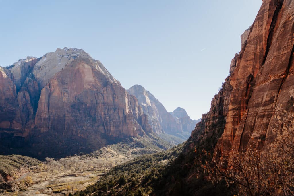 A view along the way to the Angels Landing trail in Zion National Park.