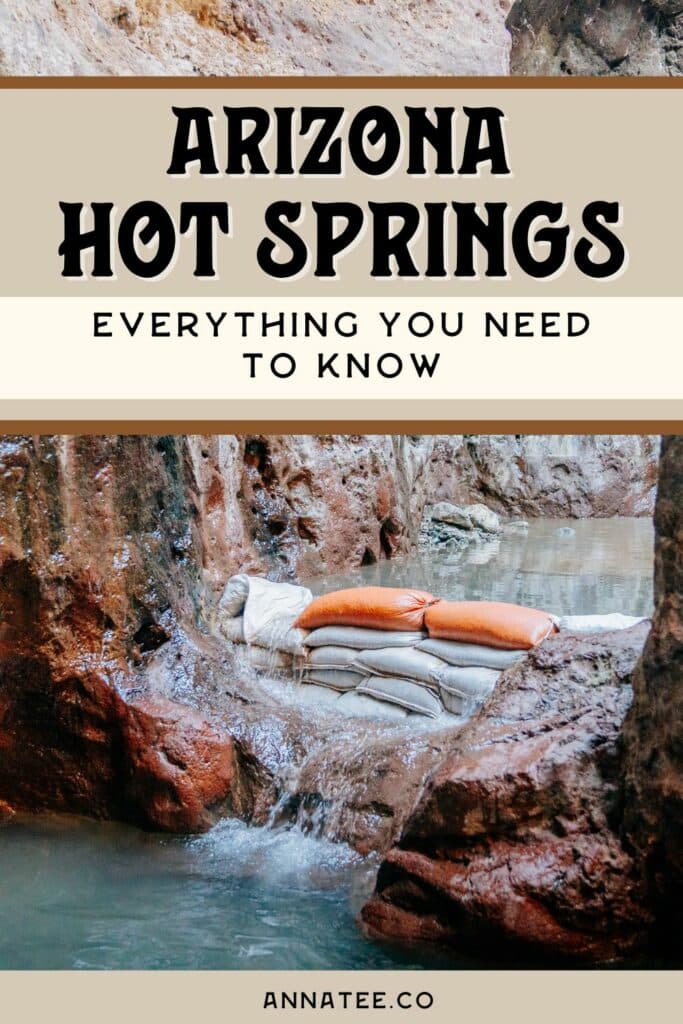 A Pinterest graphic that says "Arizona Hot Springs Everything You Need to Know"