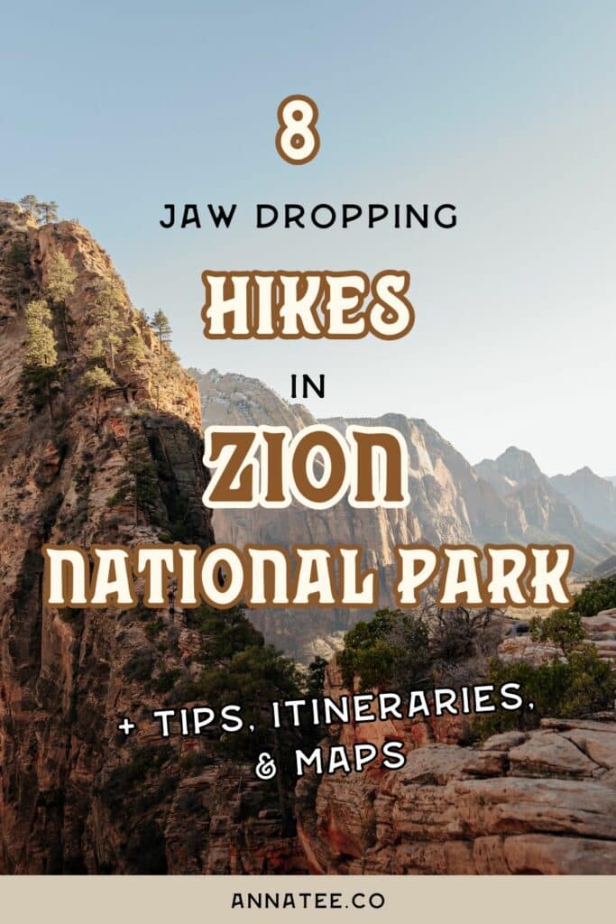 A Pinterest graphic that says "The Best Hikes in Zion National Park."