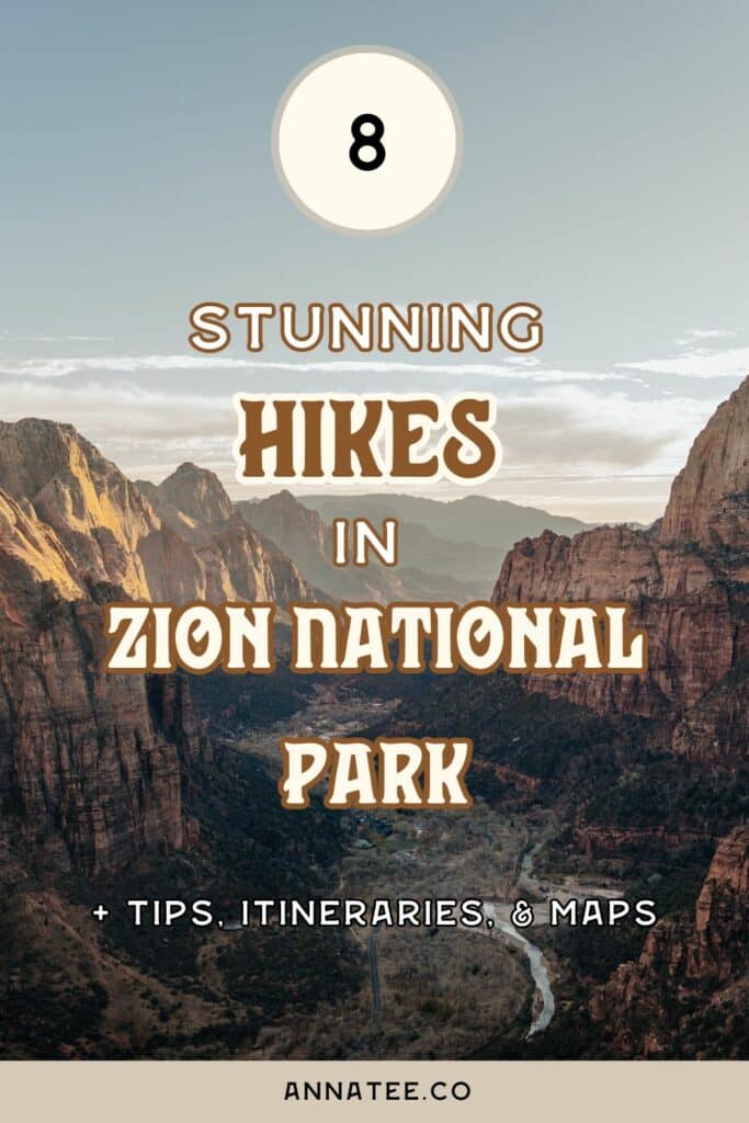 A Pinterest graphic that says "The Best Hikes in Zion National Park."