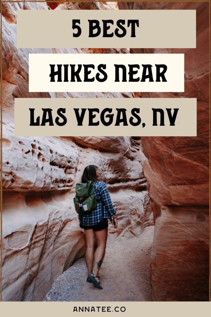 A Pinterest graphic that says "5 Best Hikes Near Las Vegas, NV."
