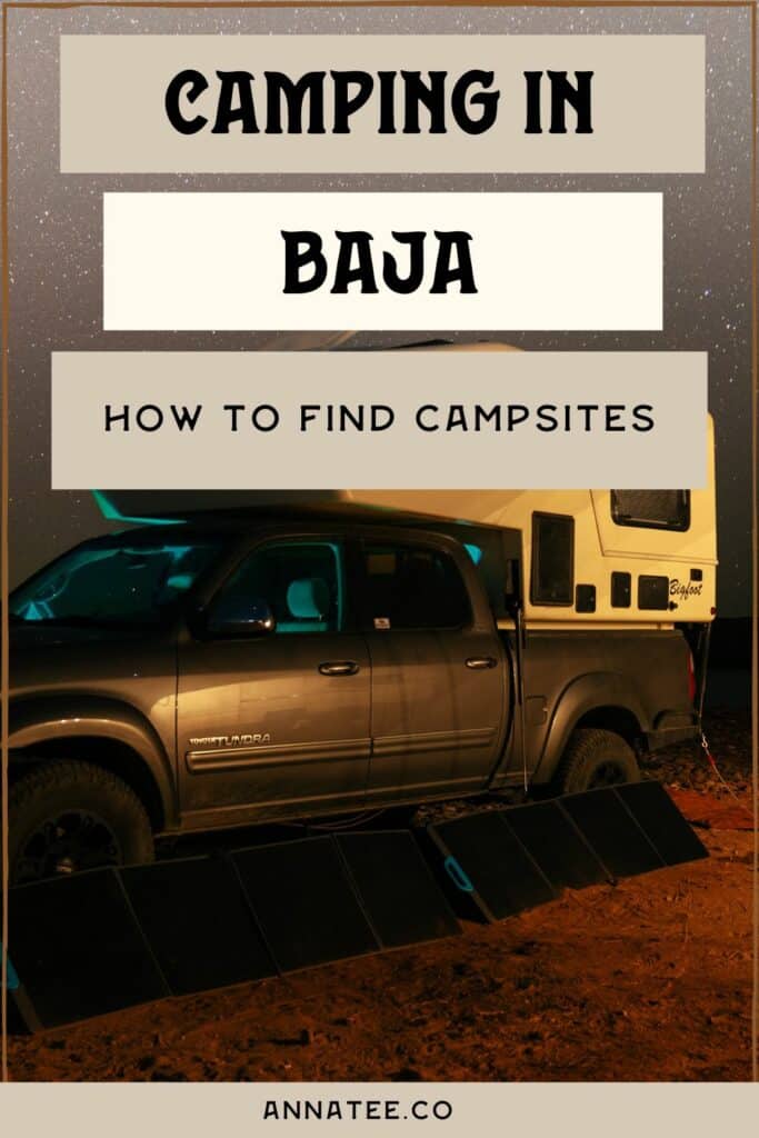 A Pinterest graphic that says "Camping in Baja, Mexico."