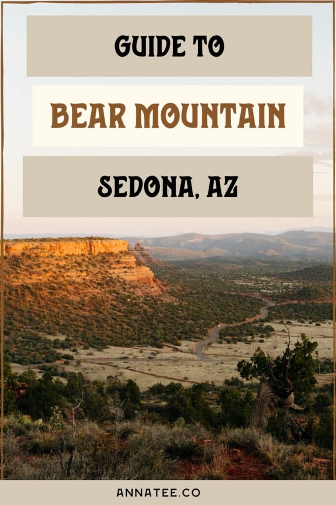 A Pinterest graphic that says "Guide to Bear Mountain, Sedona, Arizona."