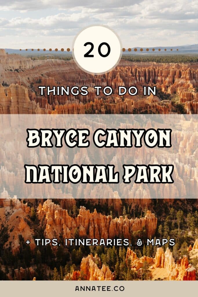A Pinterest graphic that says "20 things to do in Bryce Canyon National Park."