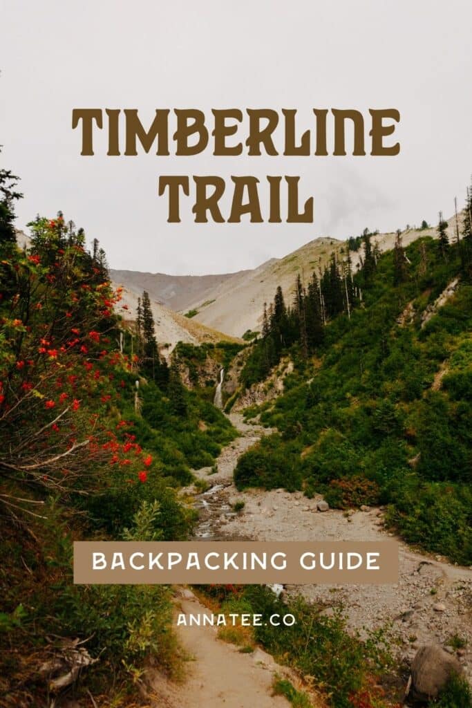 A Pinterest graphic that says "Timberline Trail backpacking guide."
